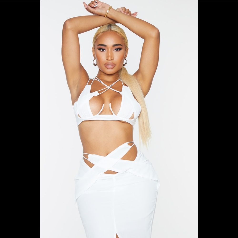 Cream Chiffon Detail Underbust Strappy Bralet